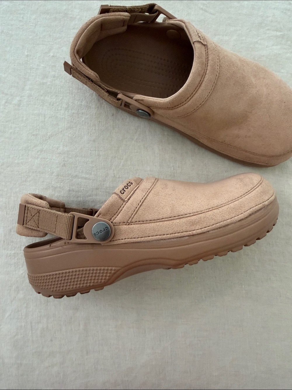 CROCS Women's Suede Platform Clogs in Light Brown - Picture 4 of 5